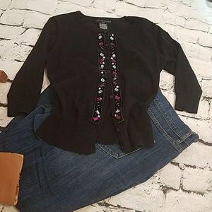 Apostrophe black beaded cardigan sz MP.